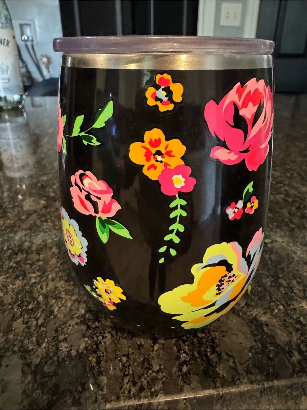 Black Floral SWig Tumbler with Lid